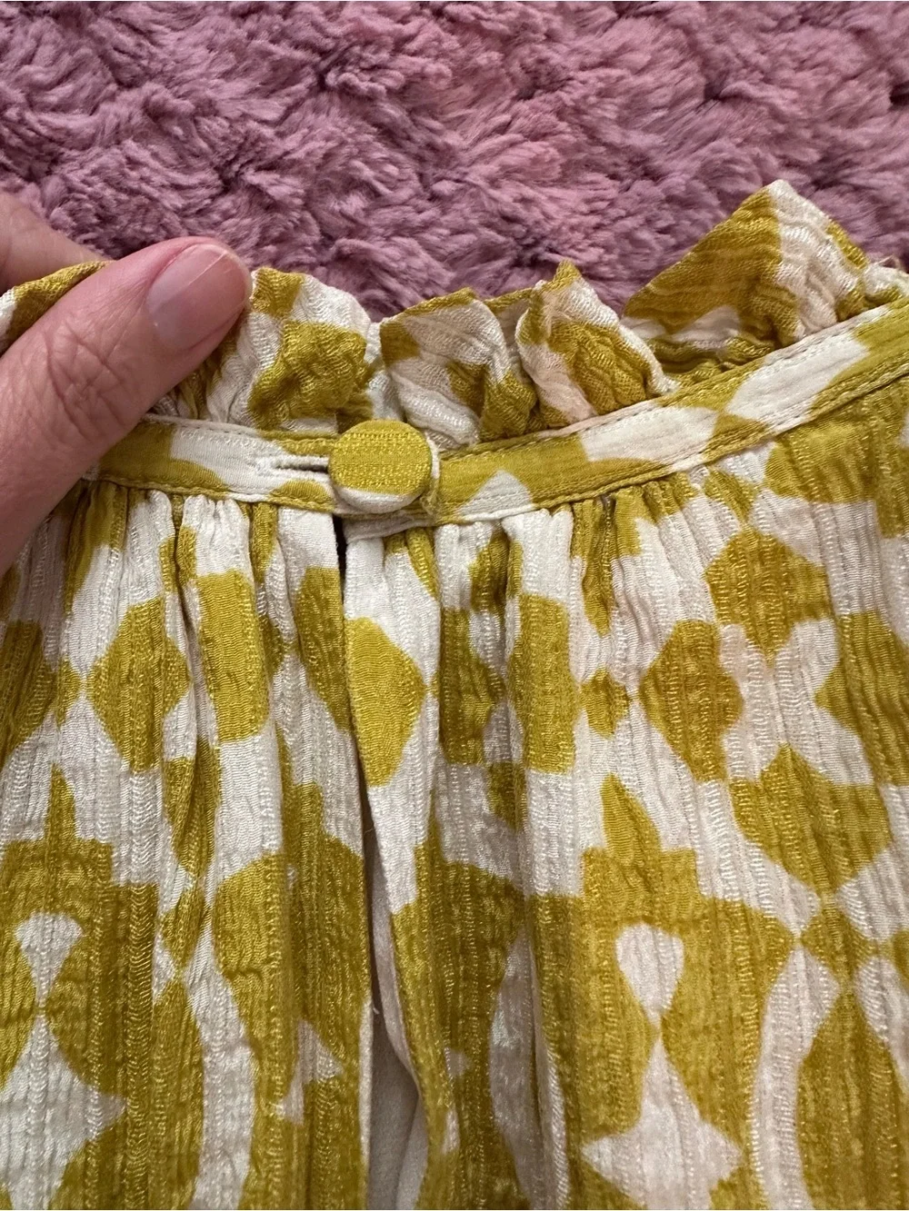 Tory Burch Cream and Yellow Printed High Neck Sleeveless Top 6
